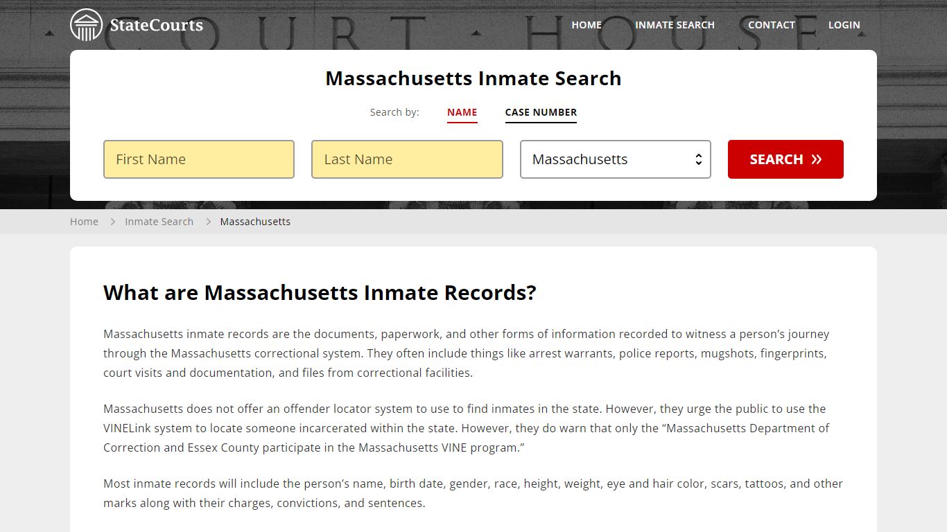 What are Massachusetts Inmate Records? - State Courts